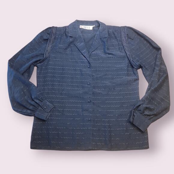 VTG Linea V Women’s Sz 8 Black Puff Sleeve Cottagecore Regency Romantic Blouse - Picture 1 of 7